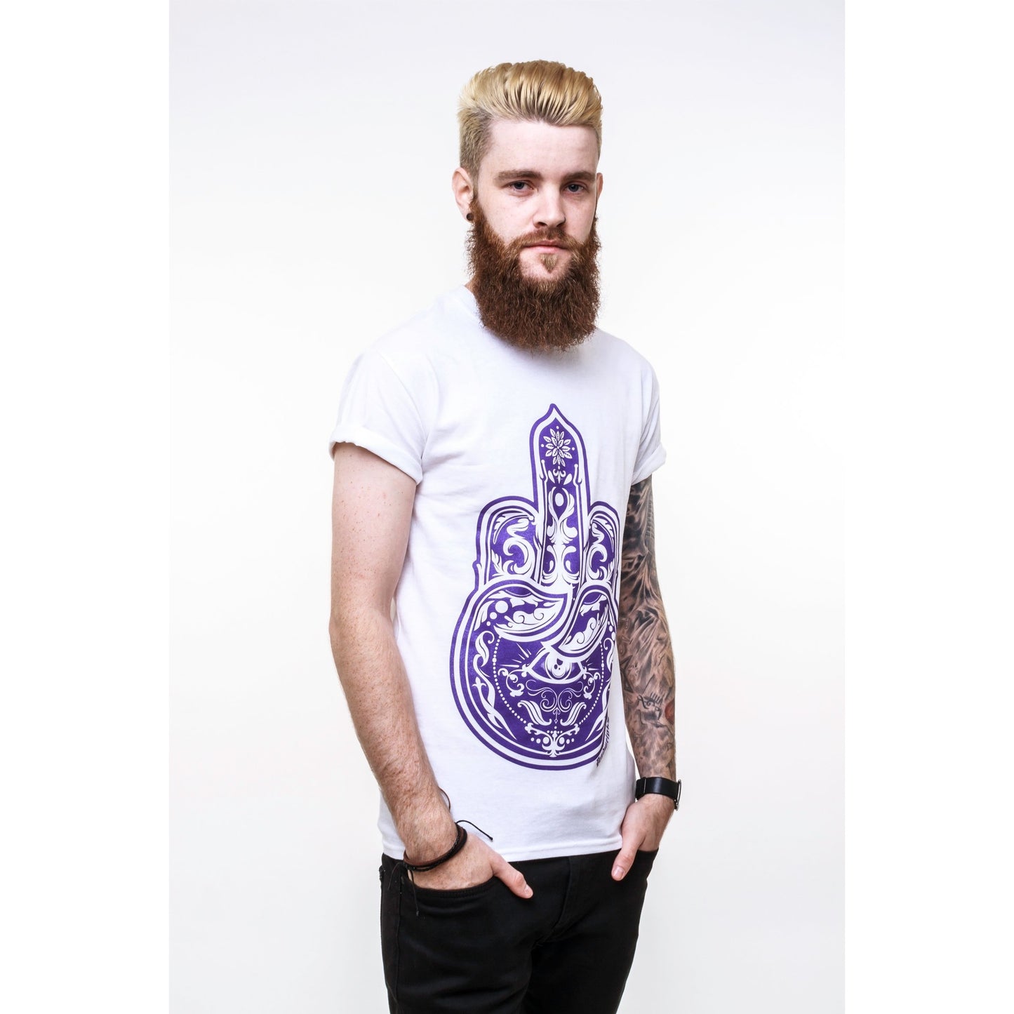 Middle Finger Hamsa T-Shirt - White