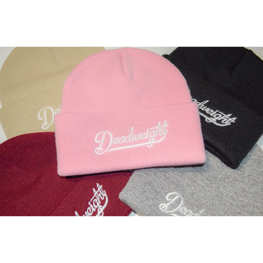 Burgundy Script Beanie - Deadweight Clothing